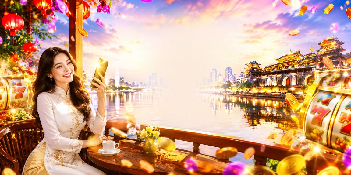 Người chơi slot game thư giãn bên tách cà phê tại Huế